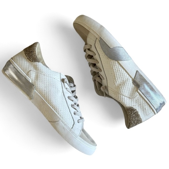 New Dolce Vita White Leather Glitter Sneakers Low Top Lace Up Streetwear 9.5 - Picture 4 of 16